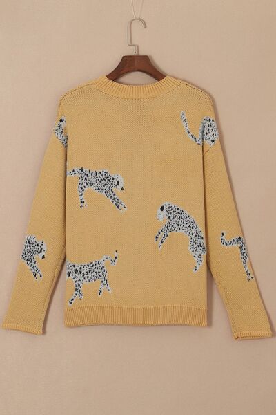 Animal Element Round Neck Sweater